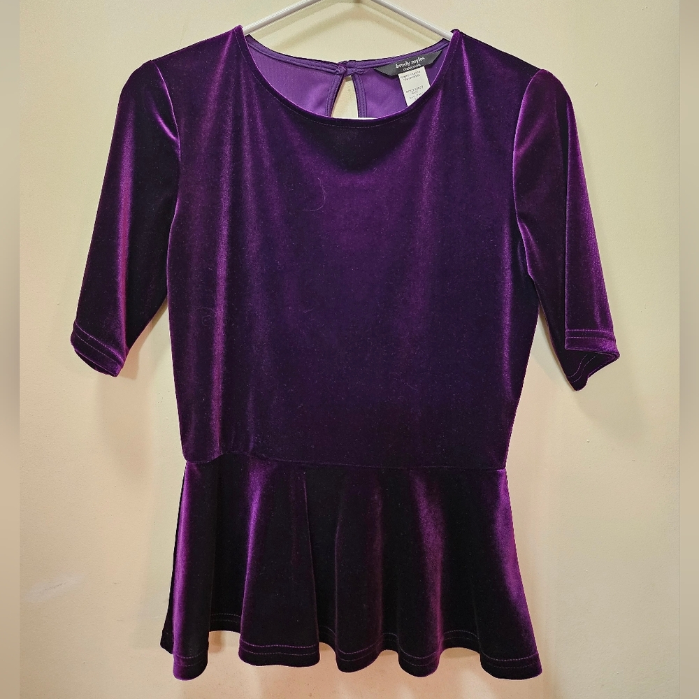 Purple velvet peplum top
